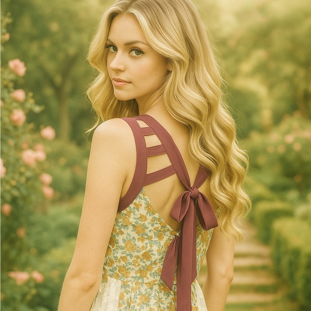 Ryu Purple and Yellow Cut Out Strap Sundress